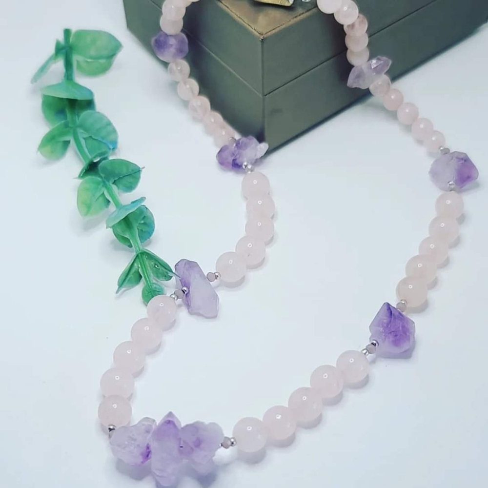 Rose Quartz,  Amethyst necklace